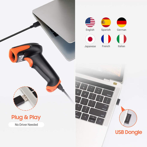 Tera Pro Wireless 2D QR Barcode Scanner, 3 in 1 Bluetooth & USB Wired Connection, Model HW0002-O