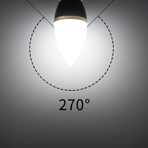 E26 Bulb, 98, 5W E26 Bulb, 5000K, C37 40W Non-dimmable, 6 Pack DiCUNO ProOE Eye-Protected LED High CRI Candle Daylight