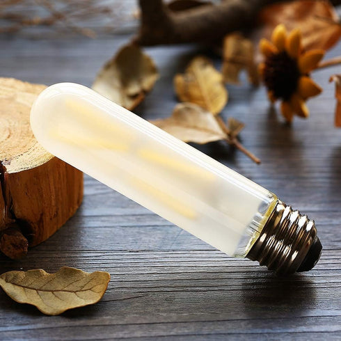Dimmable T10 Frosted Led Tubular Bulb 8W,Warm White 2700K Filament Light Bulbs 70 Watt Equivalent,E26 Base Bulb for Desk Lamp,Bathroom,Cabinet Display-(4 Pack) by Adshen-US