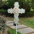 COOZZYHOUR 38Inch 20 Solar Cross Garden Lights Outdoor Decorative - Solar Metal&Glass Cross White Hydrangea Flower