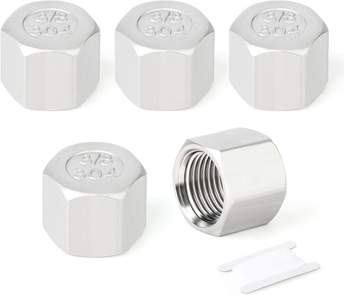 TAISHER 10PCS 304 Stainless Steel Cap Pipe Plug Socket Fitting, 3/8" NPT Female