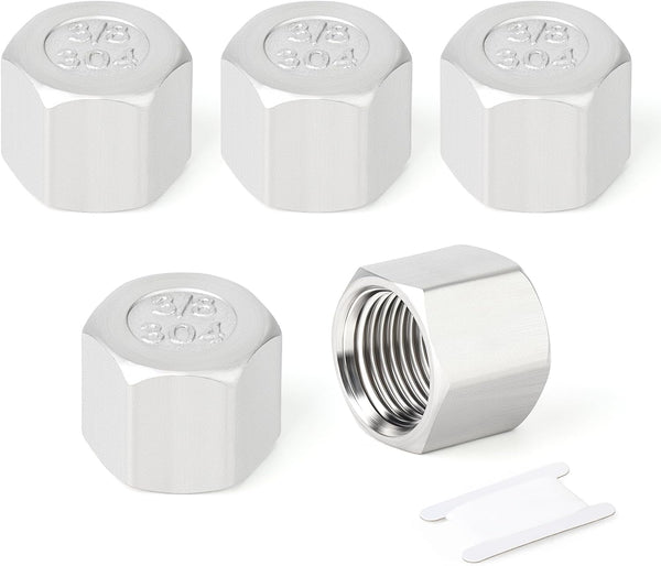 TAISHER 10PCS 304 Stainless Steel Cap Pipe Plug Socket Fitting, 3/8" NPT Female
