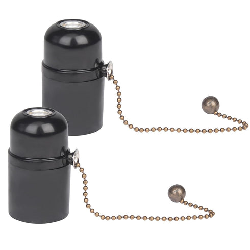 FIRVRE Retro 2E26 lamp Holder with Pull Chain,Waterproof lamp Bases,Edison Vintage Bulb