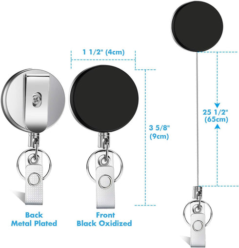 Selizo 4 Pieces Heavy Duty Retractable Badge Holder ID Badge Reel with Keychain Ring Clip
