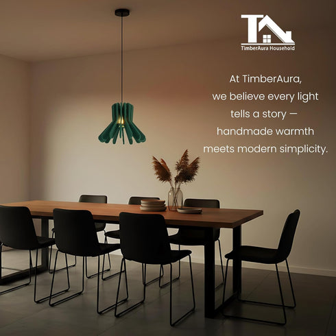 Room,Office(D13.7 xH10.2,Green) Acoustic Felt Pendant Light, Sound Absorbing Modern Hanging Lamp, Tool-Free Assembly