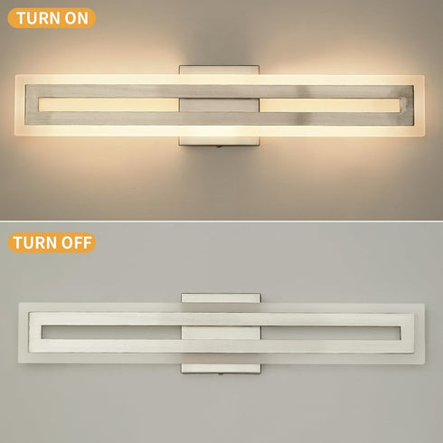 24 Inch, 15W 3CCT Dimmable WILON Modern Bathroom Vanity Light Brushed Nickel LED Vanity Light, Bathroom Light Fixtures