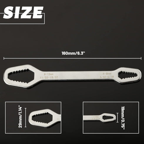Double Ended Multifunctional Universal Wrench, Adjustable Wrenches for DIY Machine Auto Maintenance, Self-Tightening