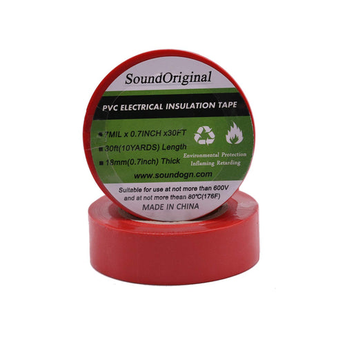 Electrical Tape Red, 6 Pack, 3/4-Inch by 30 Feet, 600V Dustproof Adhesive for Home Vehicle Wiring