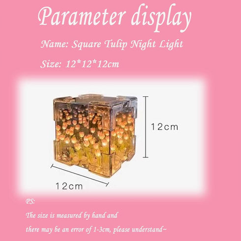 Gutsyluv 30 2-in-1,USB Flowers DIY Tulip Cube Mirror Lamp,Tulip Flower Table Lamp & Mirror Tulip Mirror Night Lights