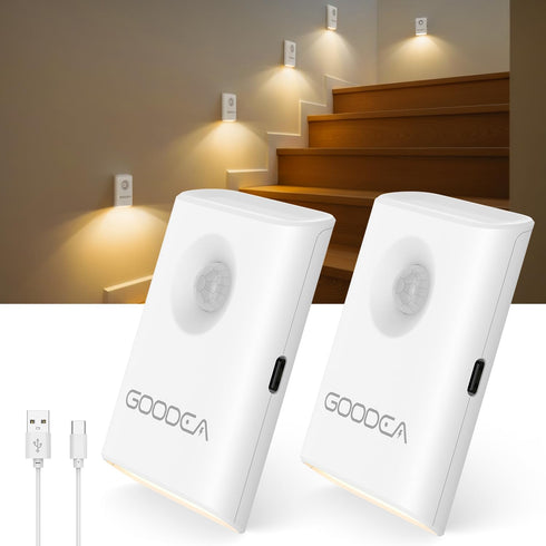 Rechargeable Battery Night Light with Motion Sensor, Wireless, Magnetic & Dimmable Stair