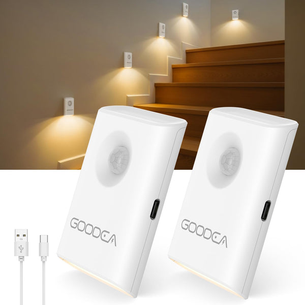 Rechargeable Battery Night Light with Motion Sensor, Wireless, Magnetic & Dimmable Stair