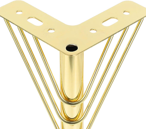 4pcs Set, 15cm WOONEKY Metal Furniture Legs Replacement Sofa and Coffee Table Support Feet, Gold Finish Cabinet and Tv