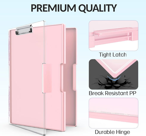 Sooez Clipboard with Storage, 8.5x11 Cleaview Clip Boards, High Capacity Plastic Nursing Clipboard for School & Office