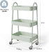 Generic 3 Tier Rolling Cart - Metal Utility Cart with Lockable Casters - Kitchen Office Storage Organizer - Green