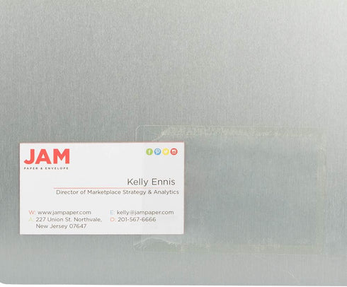 JAM PAPER Self-Adhesive Business Card Holders, Clear, 30 Label Pockets/Pack, 2 x 3 1/2