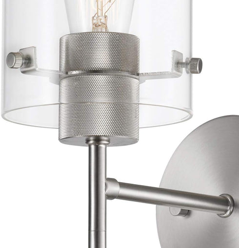 1-Light 51361, Bulb Globe Electric Cusco Wall Sconce, Brushed Nickel, Clear Glass Shade Not Included