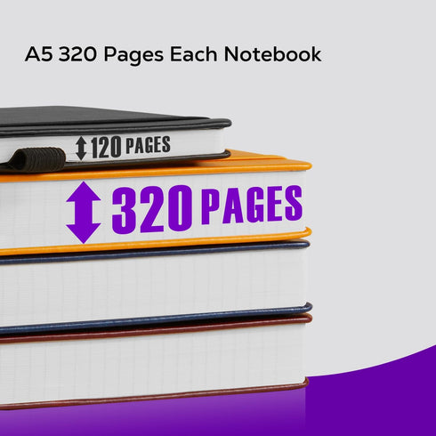 Lined Journal Notebook, 320 Pages Leather Hardcover Thick A5 College Ruled Classic with Pen Loop, for Writing Women Men