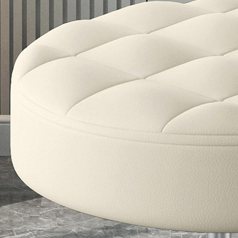 funrautz 360-Degree Armless Height Adjustable Rolling Stool with Wheels, Backless Swivel Chair with Faux Leather