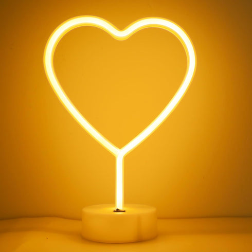LED Heart Shaped Neon Night Lights Warm White Neon Lamp USB & Battery Powered Hanging Wedding Sign Novelty Indoor Lamps