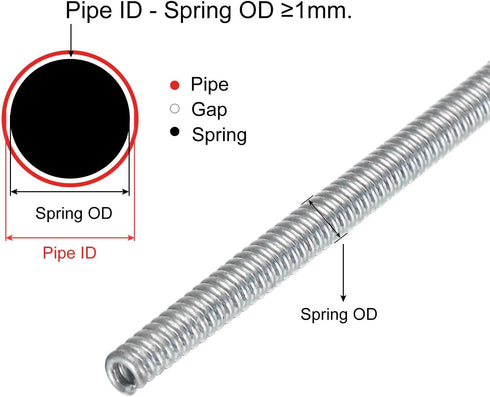 MECCANIXITY Spring Tube Bender OD 6.5mm/0.26" Steel Pipe, 2500mm Long for 3/8" Copper Pipe in Home Renovations
