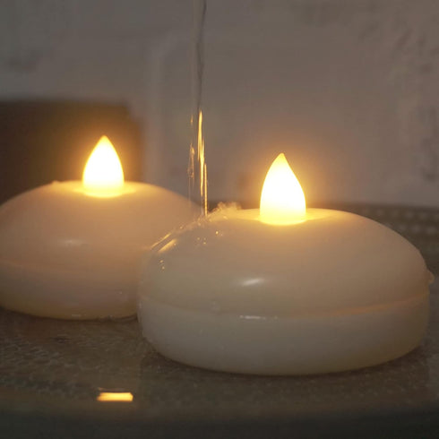 Waterproof Flameless Floating Candle, Battery Operated LED Light with Timer, Warm White Tealight for Home Decor