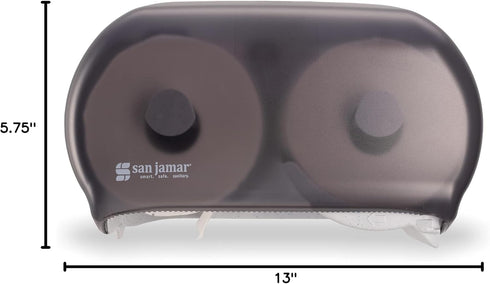 San Jamar Classic Versatwin Plastic Tissue Dispenser, Dual Dispensing Toilet Paper Holder, Black Pearl, 5.5 Inches