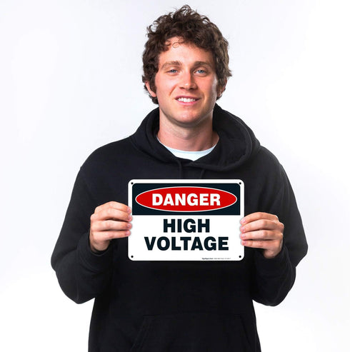 High Voltage Sign, Danger 10x7 Inches, Rust Free .040 Aluminum, Fade Resistant, Made in the USA