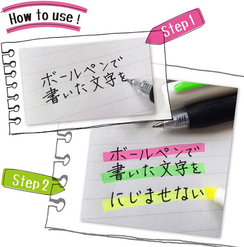 Zebra Highlighter Mojiniline, Blurring Proof for Ballpoint Pen Writing (5 Color Set) WKS22-5C