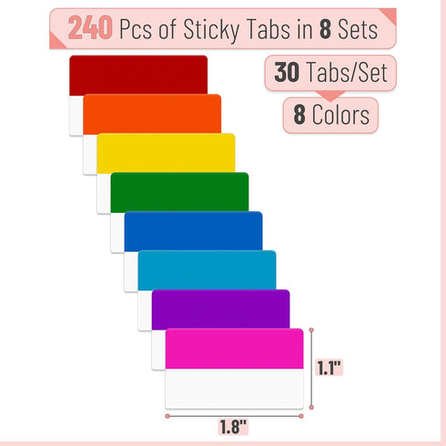 Mr. Pen- Sticky Index Tabs, 240 Pcs, Pastel Sticky Tabs for Notebooks, Page Markers, Page Tabs for Binders, Page Tabs Sticky Tabs for Books, Notebook Tabs, Book Sticky Tabs for Notebooks by Mr. Pen