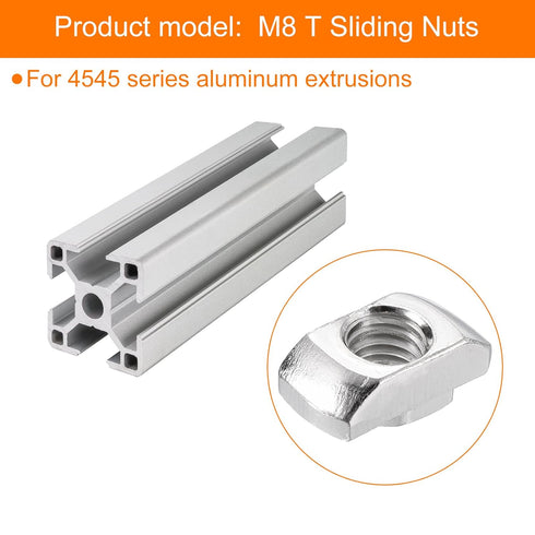 uxcell 100Pcs M8 T Nut Sliding T Slot Fastener, Carbon Steel Nickel Plated Half Round Roll for 4040 Series Accessories
