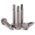 #8 x 1-1/2" Hex Washer Head Self Drilling Screws, 100 Pack, 410 Stainless Steel Sheet Metal Screws