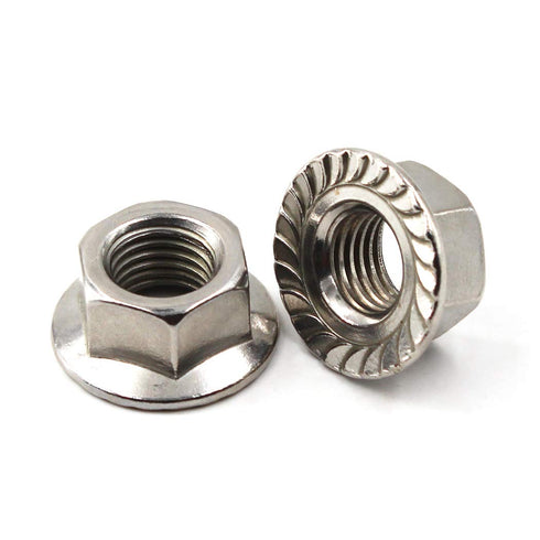 304 Stainless Steel Metric M6 Flange Nuts, 6mm Hex Nut, 30 Pack