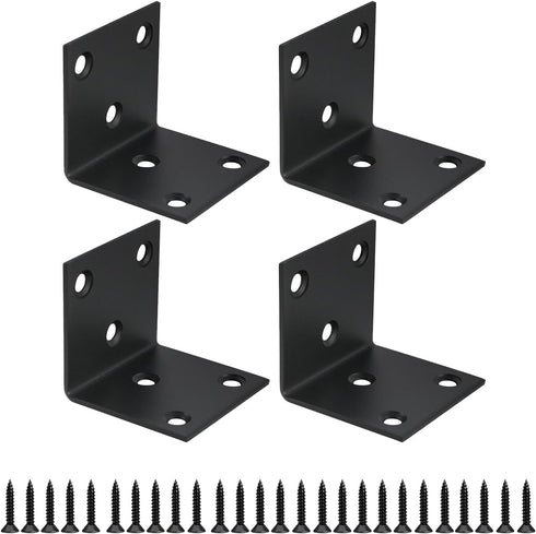 Alise 4Pcs Shelf Brackets Black, Stainless Steel Floating Shelf Brackets Corner Brackets,