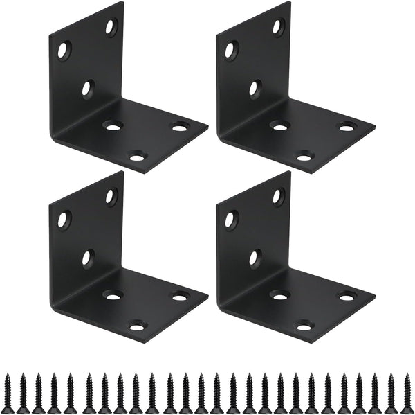 Alise 4Pcs Shelf Brackets Black, Stainless Steel Floating Shelf Brackets Corner Brackets,