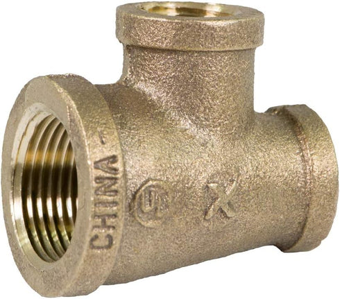 Everflow BRRT1003-NL 1 x 1/2 x 1/2-Inch No Lead Brass Reducing Tee with Female Threaded Connections, Brass Construction