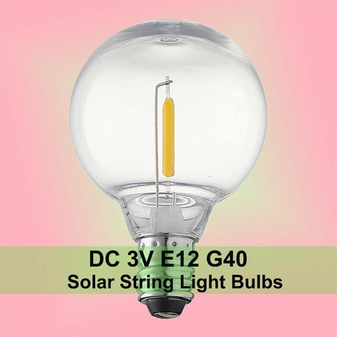 3V Bulbs,Only 3V 120V, E12 G40 Bulbs,Warm 25 Pack. DC Low Voltage,Solar String Light for DC, Burn Out at Shatterproof