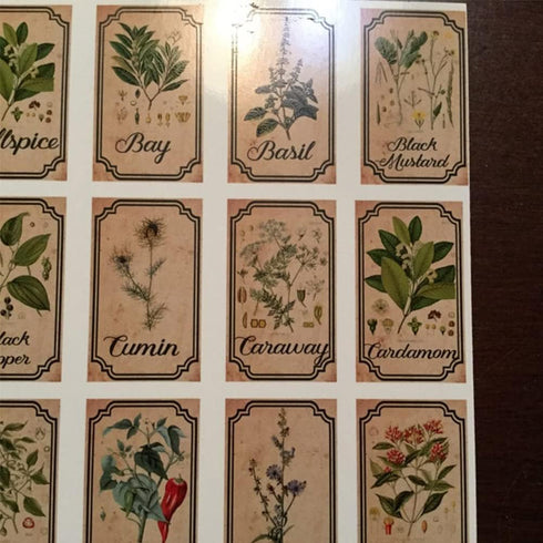 Herb and Spice Apothecary Labels, Vintage Stickers for Jars and Bottles