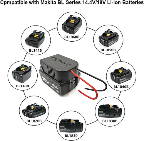Power Wheels Adapter for Bosch/Makita 18V 14.4V Battery Power Mount Connector with 12 AWG Wires