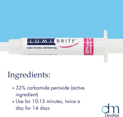 32% 6 2.5 mL LumiBrite Take-Home Whitening Gel Refill Syringes EACH