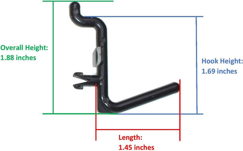 JSP Manufacturing Plastic L Style Peg Board Hook Kit, Garage Tool and Craft Storage Organizer (200, Black)
