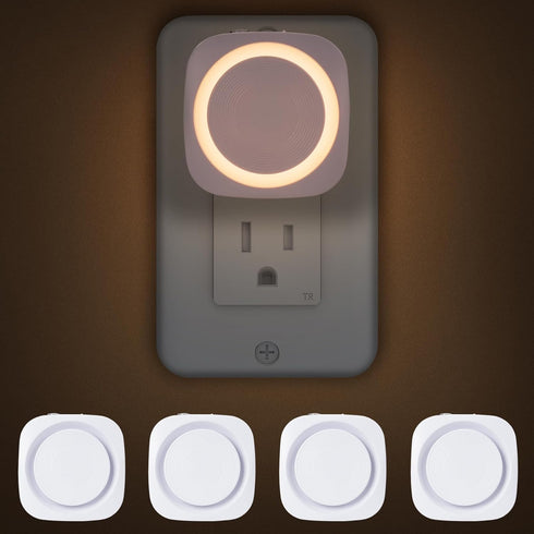 Warm Night Lights Plug into Wall, 4 Packs Dimmable Night Light with