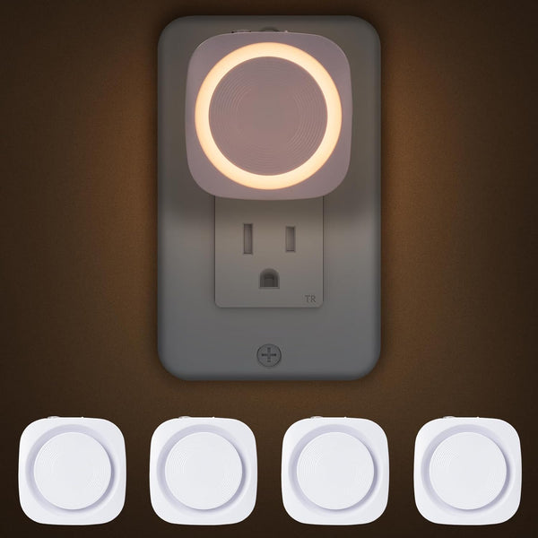 Warm Night Lights Plug into Wall, 4 Packs Dimmable Night Light with