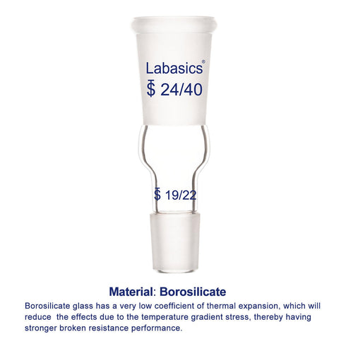 Enlarging Glass Adapter from 24/40 to 19/22 Glass Joint, Lab Glassware Supply