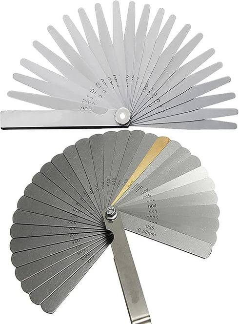 1 PCS Curved Steel Gapped Metric Filler Feeler Gauge Tool, 100A16, 0.05-1mm Thickness with 16pcs Blades for Woodworking