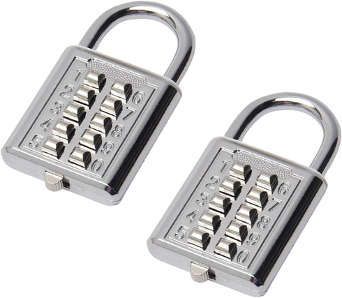 MroMax 2Pcs 10-Digit Combination Padlock Push Button Lock for Locker, Gym, Case, Drawer, Toolbox Electric White