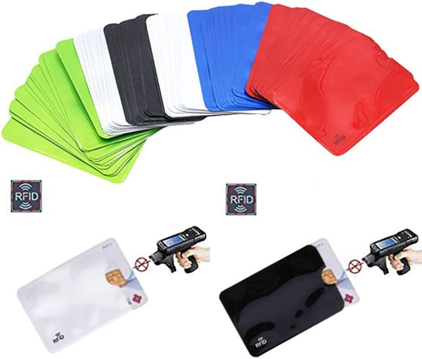 JUMISEE 60 Pack Holographic RFID Blocking Sleeves, Anti-theft Card Holder for Credit Cards and Wallet Protection