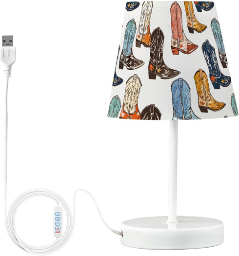 3 ALAZA Table Lamp Cowboy Boots Bedside Lamp for Bedroom LED Nightstand Desk Lamp with USB Port, Way Temperatures