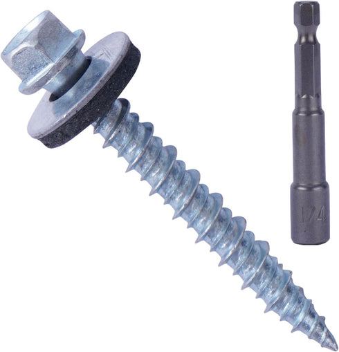 BHTOP Metal Roofing Screws 10 x 1-1/2 inch Hex Head Sheet Metal Roof Screw with EPDM Washer (250Pcs)