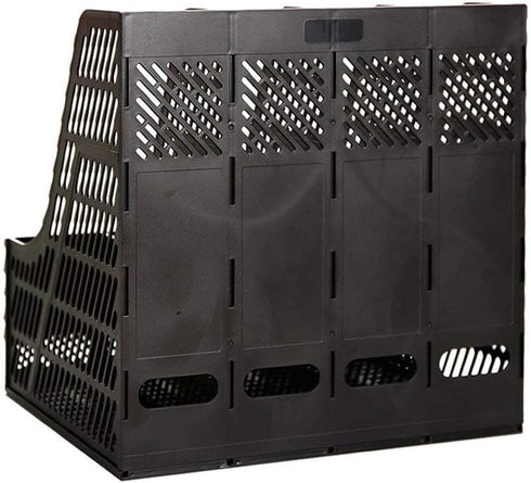 SAYEEC Desktop Magazine Holder, 4 Compartments Vertical File Organizer for Home Office and School (Black)