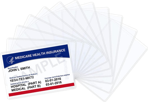 Wisdompro 20 Pack Medicare Card Protector Sleeves, 6 Mil Clear PVC Wallet Size Plastic Cover for Cards